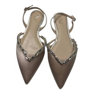 Jewel Badgley Mischka  camden pointed toe slingback flatsin rose gold